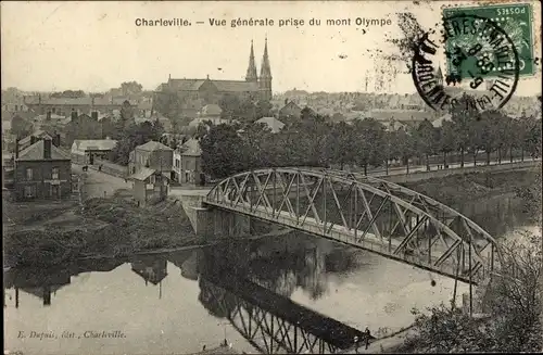 Ak Charleville Mézières Ardennes, Gesamtansicht, Brücke