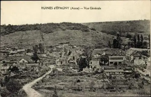 Ak Epagny Aisne, Ruinen, Gesamtansicht