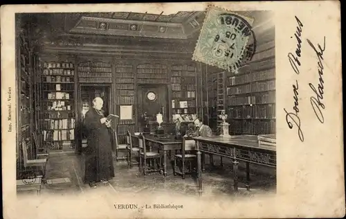 Ak Verdun Meuse, Die Bibliothek