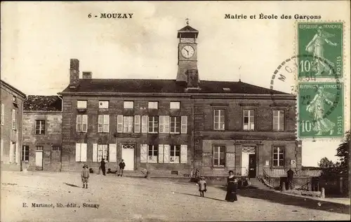 Ak Mouzay Lorraine Meuse, Rathaus, Jungenschule