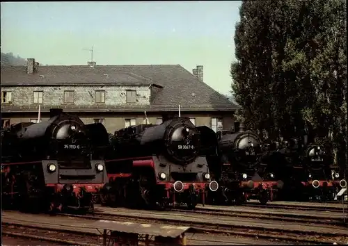 Ak Aue im Erzgebirge Sachsen, Deutsche Eisenbahnen, 75 Jahre Bw Aue 1983, 35 1113 6, Dampflok