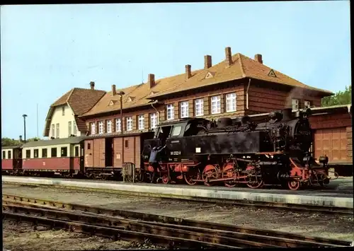 Ak Ostseebad Kühlungsborn, Dampflokomotive, Bäderbahn Molli im Bahnhof West