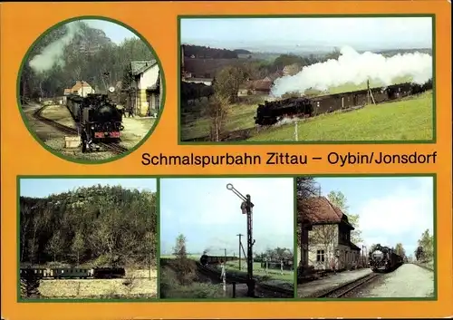 Ak Oybin in der Oberlausitz, Bahnhof, Schmalspurbahn Zittau-Oybin, Bahnhof Jonsdorf