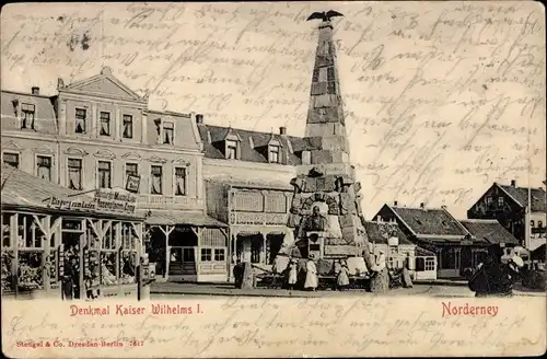 Ak Nordseebad Norderney Ostfriesland, Denkmal Kaiser Wilhelm I.