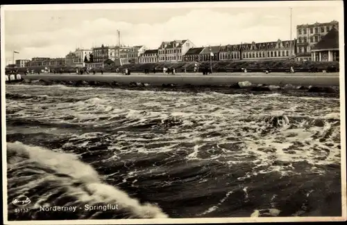 Ak Nordseebad Norderney Ostfriesland, Springflut