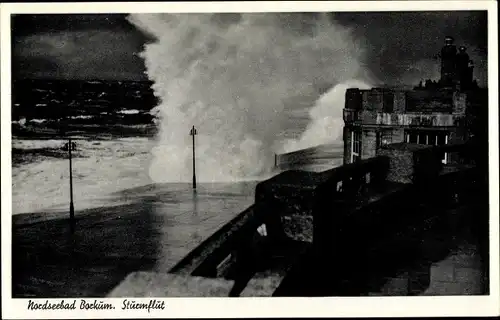 Ak Nordseebad Borkum in Ostfriesland, Sturmflut