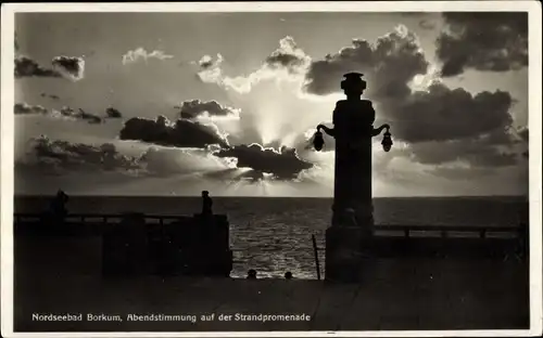 Ak Nordseebad Borkum in Ostfriesland, Abendstimmung, Strandpromenade