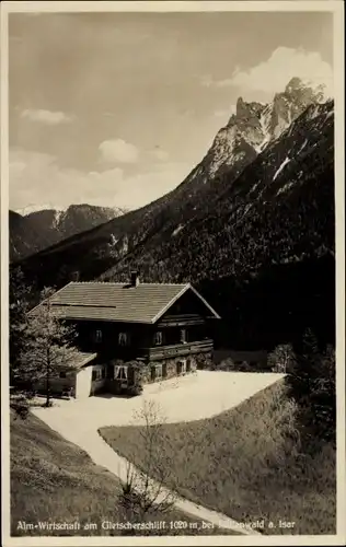 Ak Mittenwald in Oberbayern, Alm-Wirtschaft, Gletscherschiff