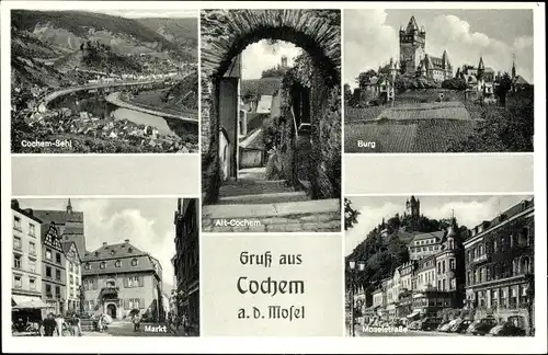 Ak Cochem an der Mosel, Burg, Markt, Moselstraße, Alt-Cochem, Sehl