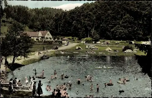 Ak Trippstadt in der Pfalz, Campingplatz Sägemühle, Strandbad