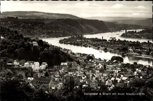 Ak Vallendar am Rhein, Panorama, Insel Niederwerth