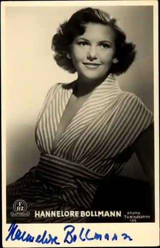 Ak Schauspielerin Hannelore Bollmann, Portrait, Autogramm