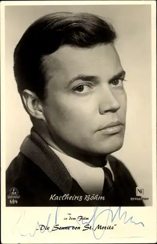 Ak Schauspieler Karlheinz Böhm, Portrait, Berna Film, Die Sonne von St. Moritz