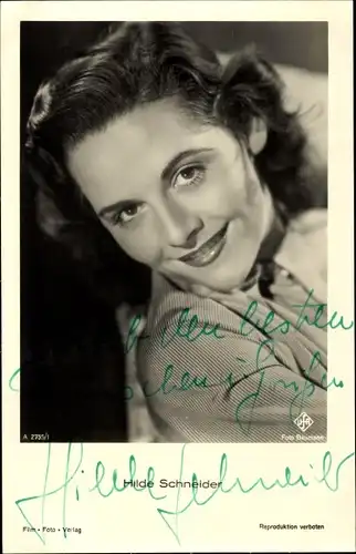 Ak Schauspielerin Hilde Schneider, Portrait, Autogramm