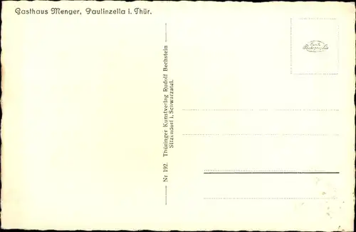 Ak Paulinzella Rottenbach Königsee in Thüringen, Klosterruine, Gasthaus Menger