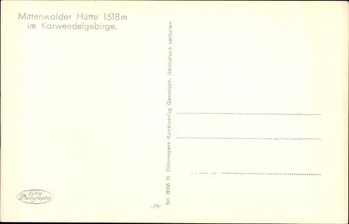 Ak Mittenwald, Mittenwalder Hütte, Karwendelgebirge