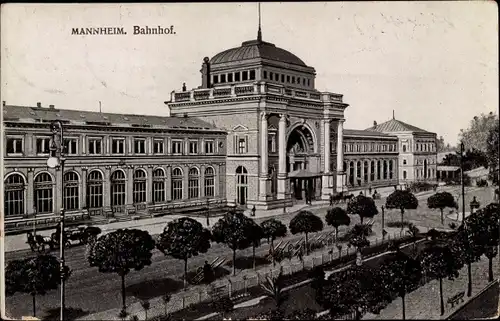 Ak Mannheim in Baden, Bahnhof