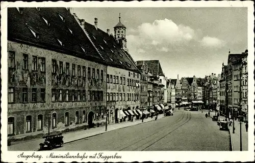 Ak Augsburg in Schwaben, Maximilianstraße, Fuggerbau