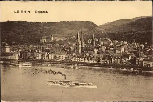 Ak Boppard am Rhein, Panorama, Dampfer