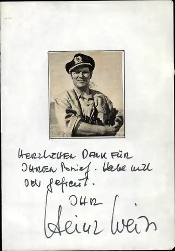 Ak Schauspieler Heinz Weiss, Portrait, Autogramm