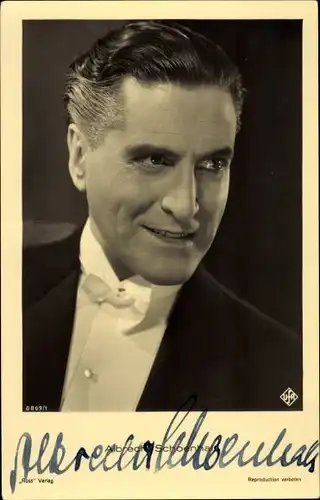 Ak Schauspieler Albrecht Schoenhals, Portrait, Ross Verlag 8869 1, Autogramm