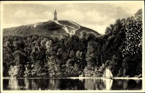 Ak Himmelbjerget Dänemark, Berg, Turm, Wasserpartie, Segelboot