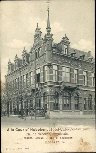 Ak Hoboken Antwerpen Flandern, Hotel Café Restaurant Weerdt