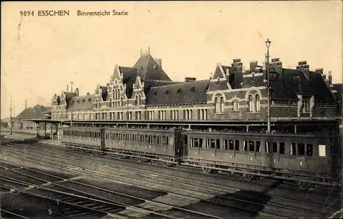 Ak Esschen Essen Flandern Antwerpen, Bahnhof, Gleisseite