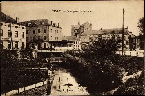 Ak Ciney Wallonien Namur, Blick vom Bahnhof