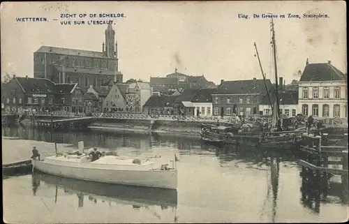 Ak Wetteren Ostflandern, Blick auf die Schelde