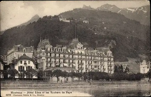 Ak Montreux Kanton Waadt Schweiz, Hotel Eden, Rochers de Naye