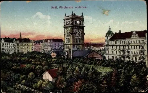 Ak Královské Vinohrady Königliche Weinberge Praha Prag, Park, Turm, Altstadt