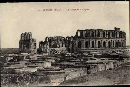 Ak El Jem Tunesien, Das Dorf und das Colysee