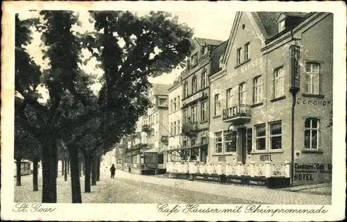 Ak Sankt Goar am Rhein, Café Hauser mit Rheinpromenade