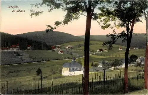 Ak Reheberg Zaunhaus Erzgebirge, Panorama vom Ort