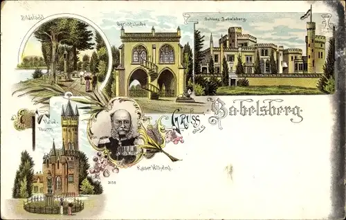 Litho Babelsberg Potsdam in Brandenburg, Kaiser Wilhelm I, Schloss, Gerichtslaube, Bildstöckl