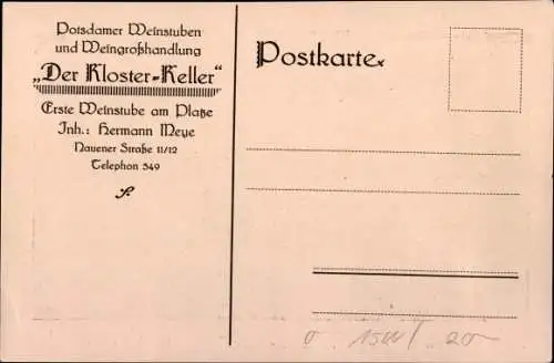 Ak Potsdam in Brandenburg, Weinstuben und Weingroßhandlung Klosterkeller, Nauener Straße 11