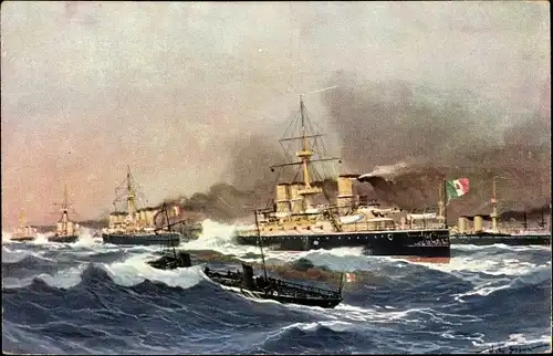 Künstler Ak Stöwer, Willy, Italienische Kriegsschiffe