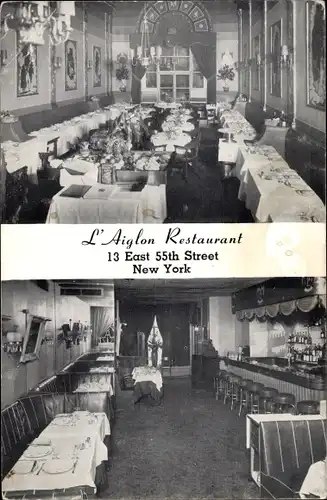 Ak New York City USA, L'Aiglon Restaurant, 13 East 55th Street