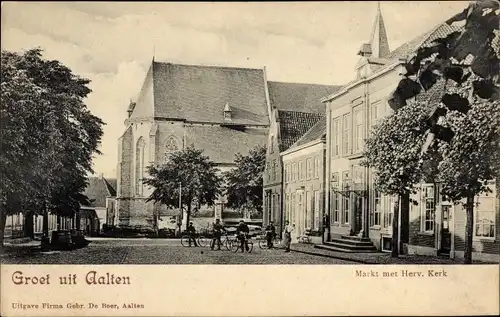 Ak Aalten Gelderland Niederlande, Markt, Herv. Kirche