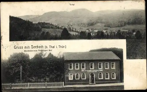 Ak Seebach im Wartburgkreis, Gesamtansicht, Gasthaus zum Thüringer Hof