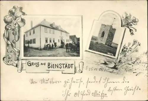 Ak Bienstädt Thüringen, Gasthaus August Eccarius, Warte