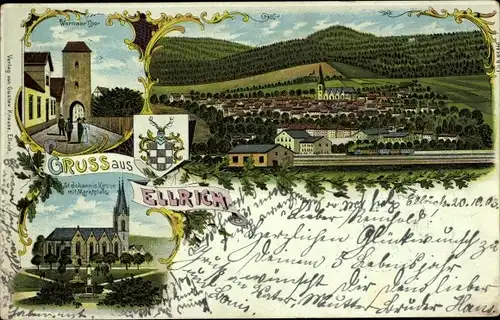 Litho Ellrich Harz Thüringen, Wernaer Tor, St. Johanniskirche, Marktplatz