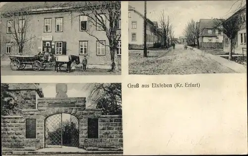 Ak Elxleben Landkreis Sömmerda, Straßenpartie, Gasthof, Tor