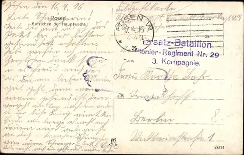 Ak Poznań Posen, Aufziehen der Hauptwache