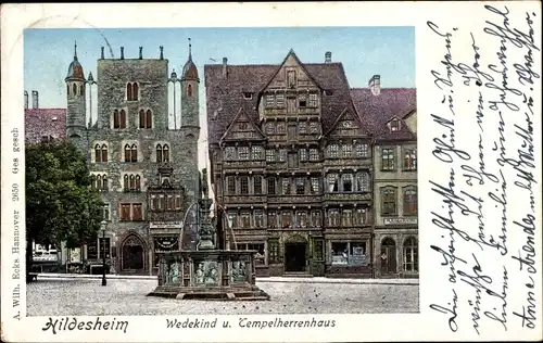 Golden Windows Leuchtfenster Ak Hildesheim, Wedekindhaus, Tempelherrenhaus