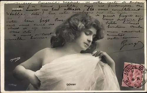 Ak Schauspielerin Donny, Portrait mit durchsichtigem Tuch, Olympia