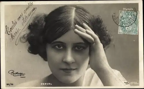 Ak Schauspielerin Derval, Portrait