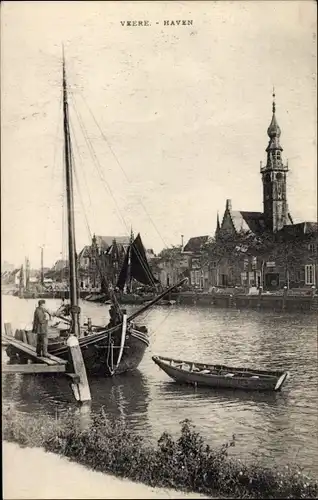 Ak Veere Zeeland Niederlande, Hafenpartie