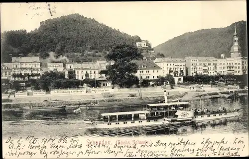 Ak Bad Schandau Sächsische Schweiz, Dampfer, Fluss